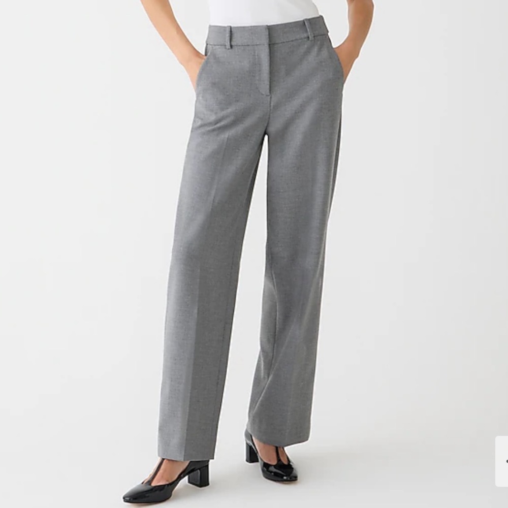 NWT J.Crew Full-length Sydney Wide Leg Pant Trouser 4 Seasons Stretch Gray Sz 4